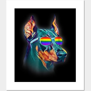 Doberman LGBT Pride Dog Sunglasses Posters and Art